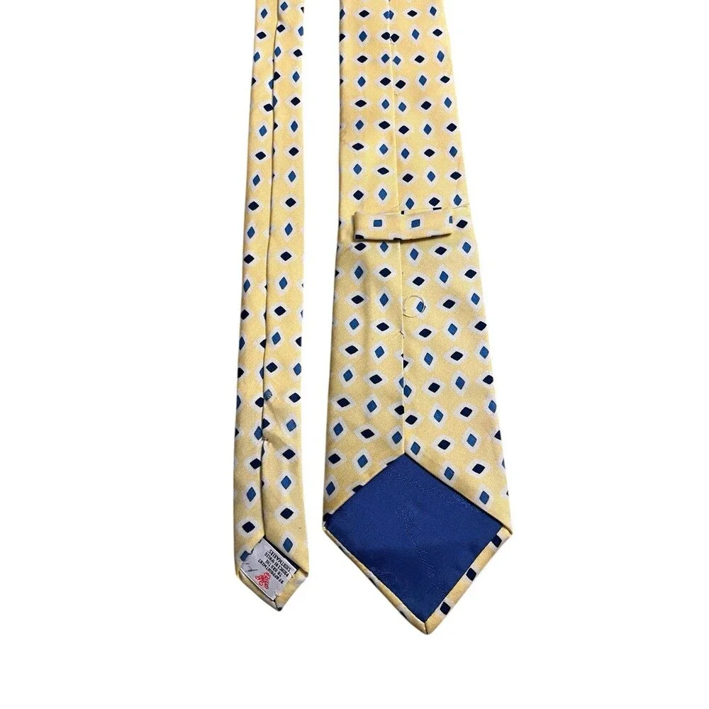 Turnbow Asser to Honor the Prince of Wales Shirtmaker Tie Yellow Blue Diamonds